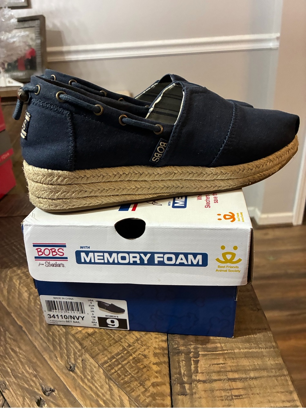 BOBS from Skechers Navy Canvas Espadrille Platform Slip-On